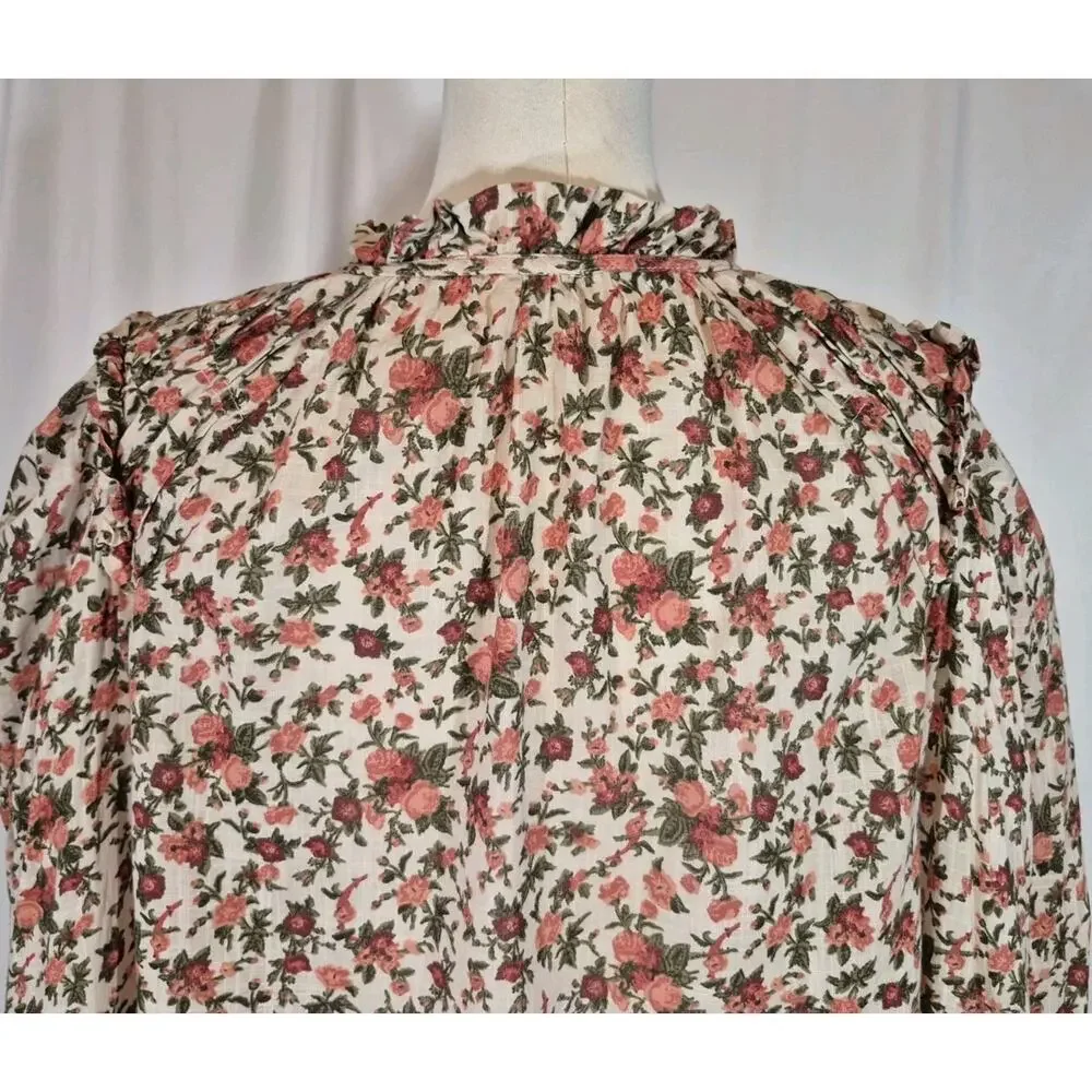 Free People Womens Meant To Be Vintage Boho Floral Blouse Top Small